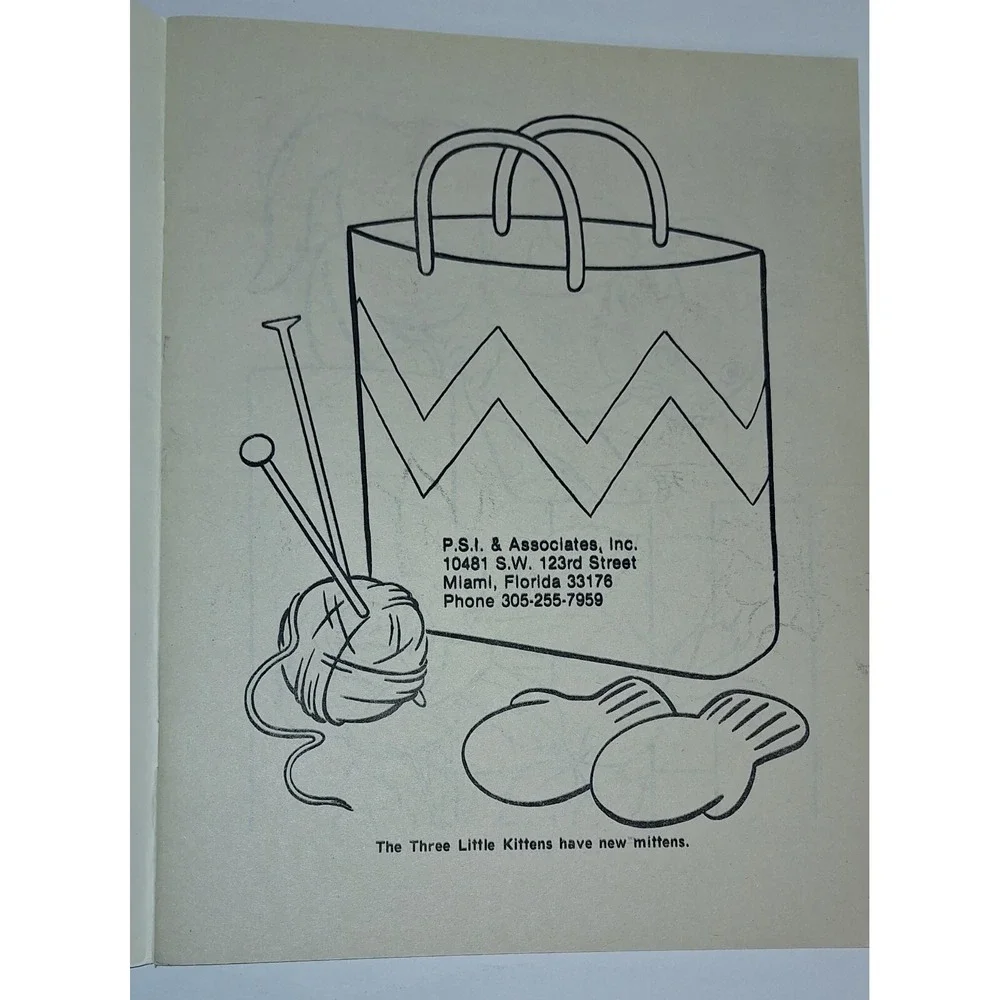 P.s.i. & Associates The Three Little Kittens Vtg Coloring Book Uncolored